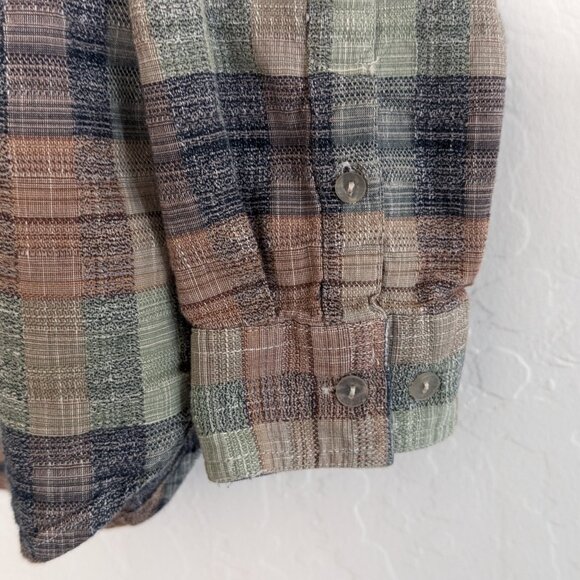 CARBON 2 COBALT Shirt Men's L Multicolor Plaid Casual Pocket Button Long Sleeve - Picture 4 of 13